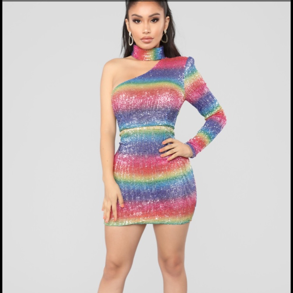 Fashion Nova Rainbow Vision Sequin Dress!